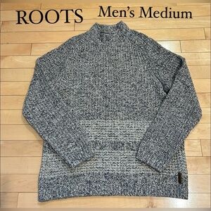 Roots Men's Turtleneck Sweater in Marled Gray and Cream